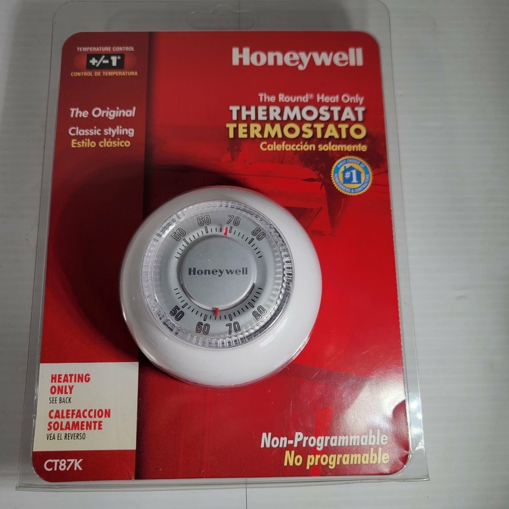 Honeywell Home Round Non Programmable White Thermostat Classic Design 80‎ CT87K - Picture 7 of 9